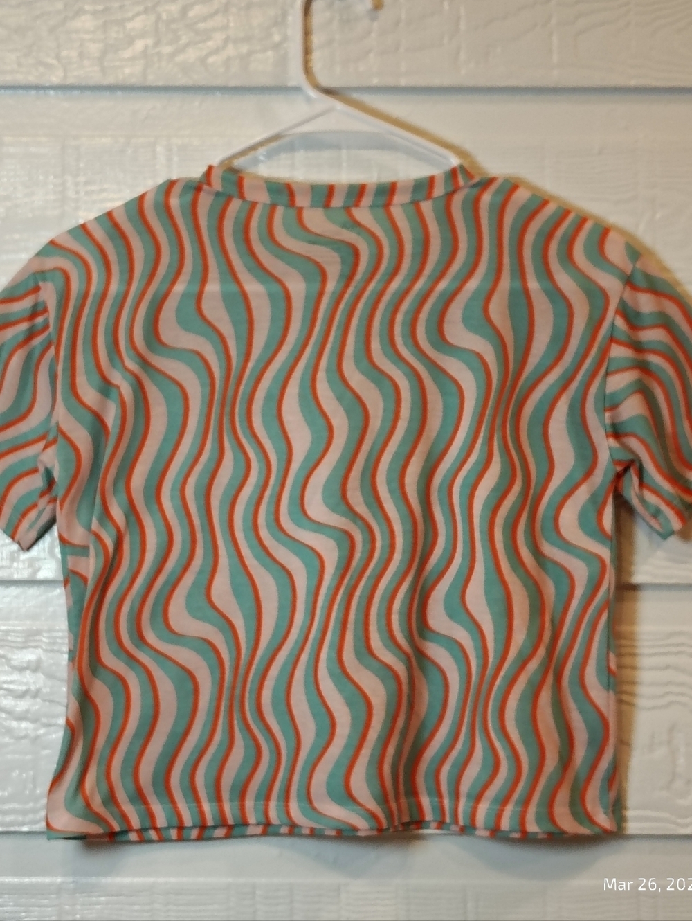 NORDSTROM RACK Babydoll COLORFUL Cropped T-Shirt JUNIOR SZ LG Short Sleeve RETRO - Picture 3 of 3